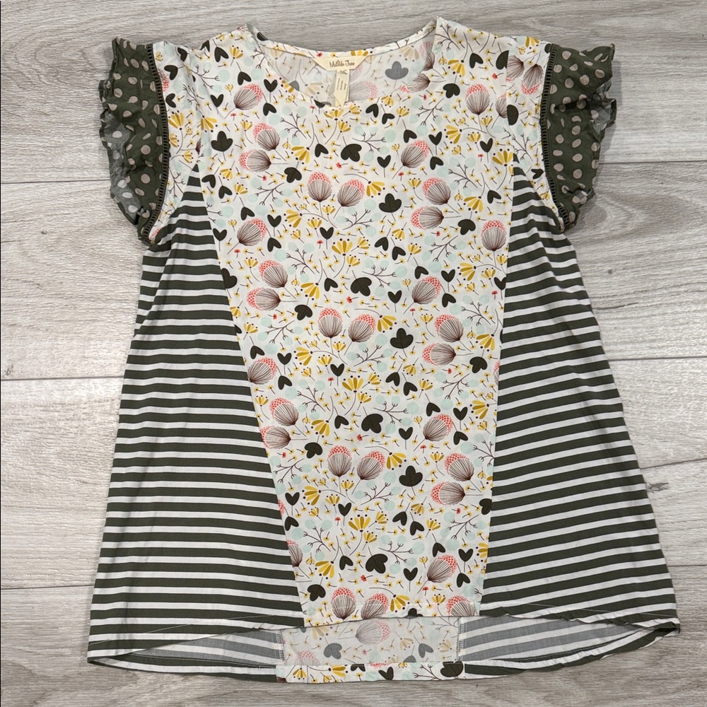 Matilda Jane Floral and Striped Short Sleeve Top